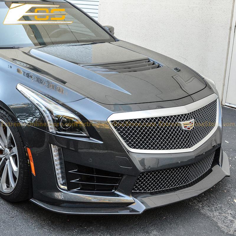 16-19 Cadillac CTS-V Carbon Fiber Front Splitter & Side Skirts Rockers - ExtremeOnlineStore