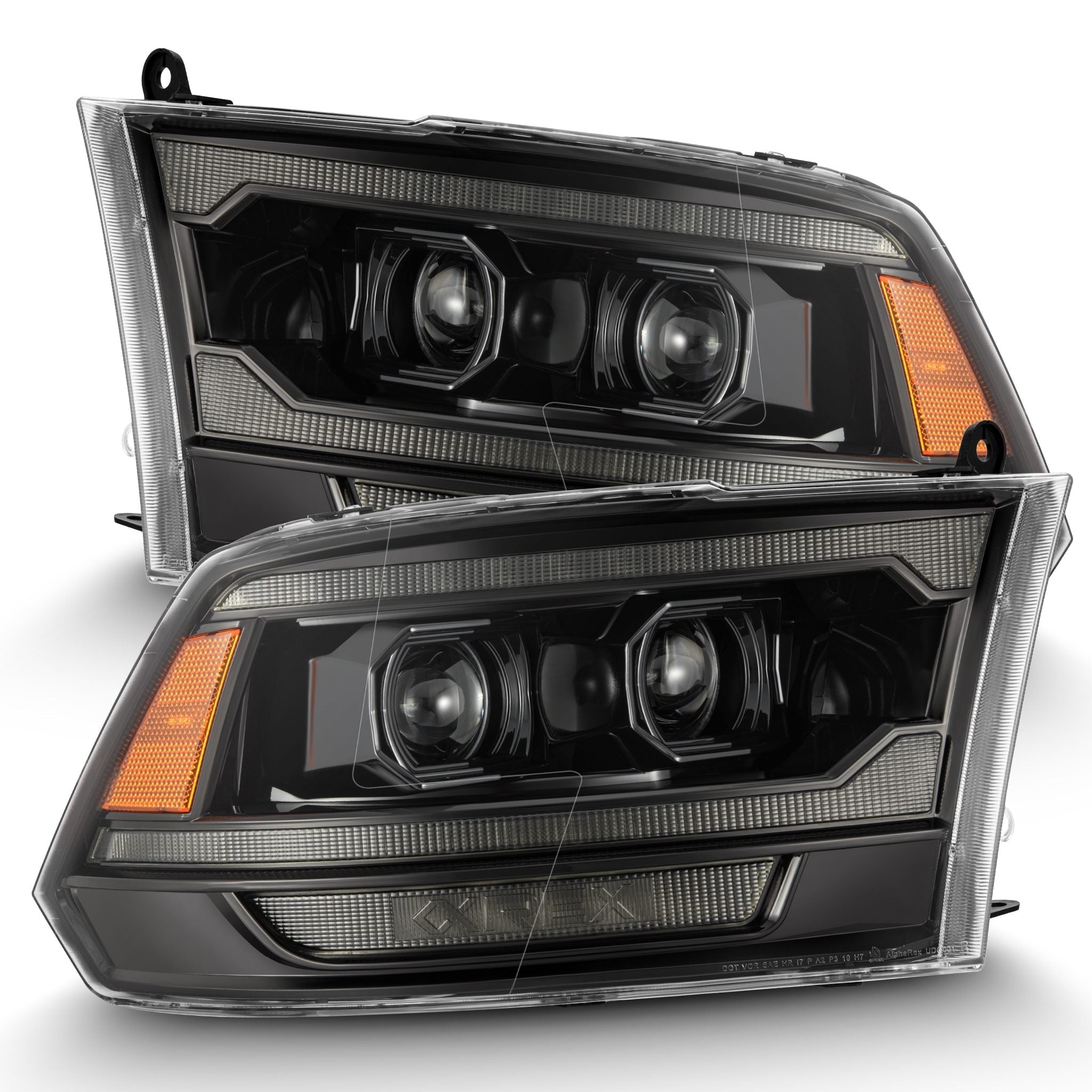 09-18 Ram Truck (MK II 5th Gen 2500 Style) PRO-Series Halogen Projector Headlights Alpha-Black | AlphaRex