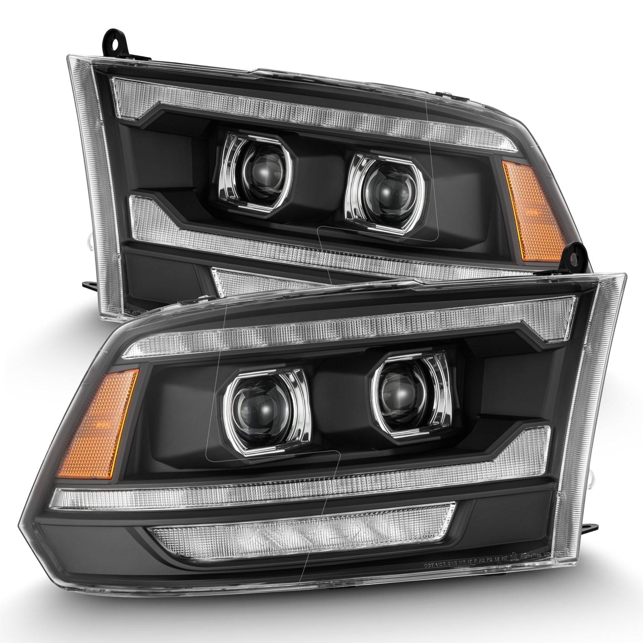 09-18 Ram Truck (MK II 5th Gen 2500 Style) PRO-Series Halogen Projector Headlights Black | AlphaRex
