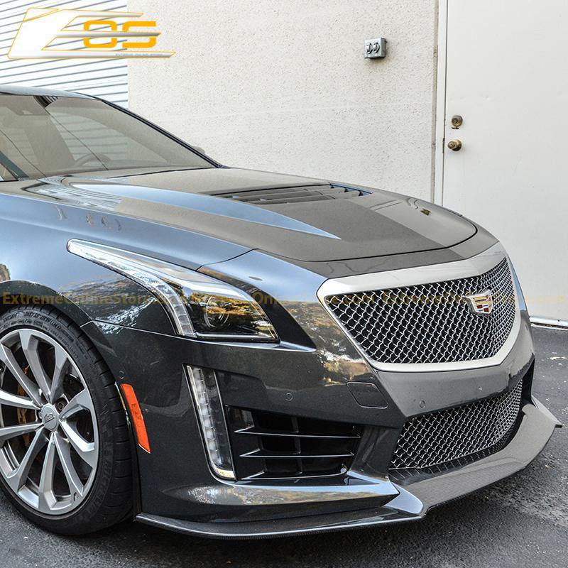 16-19 Cadillac CTS-V Carbon Fiber Front Splitter & Side Skirts Rockers - ExtremeOnlineStore