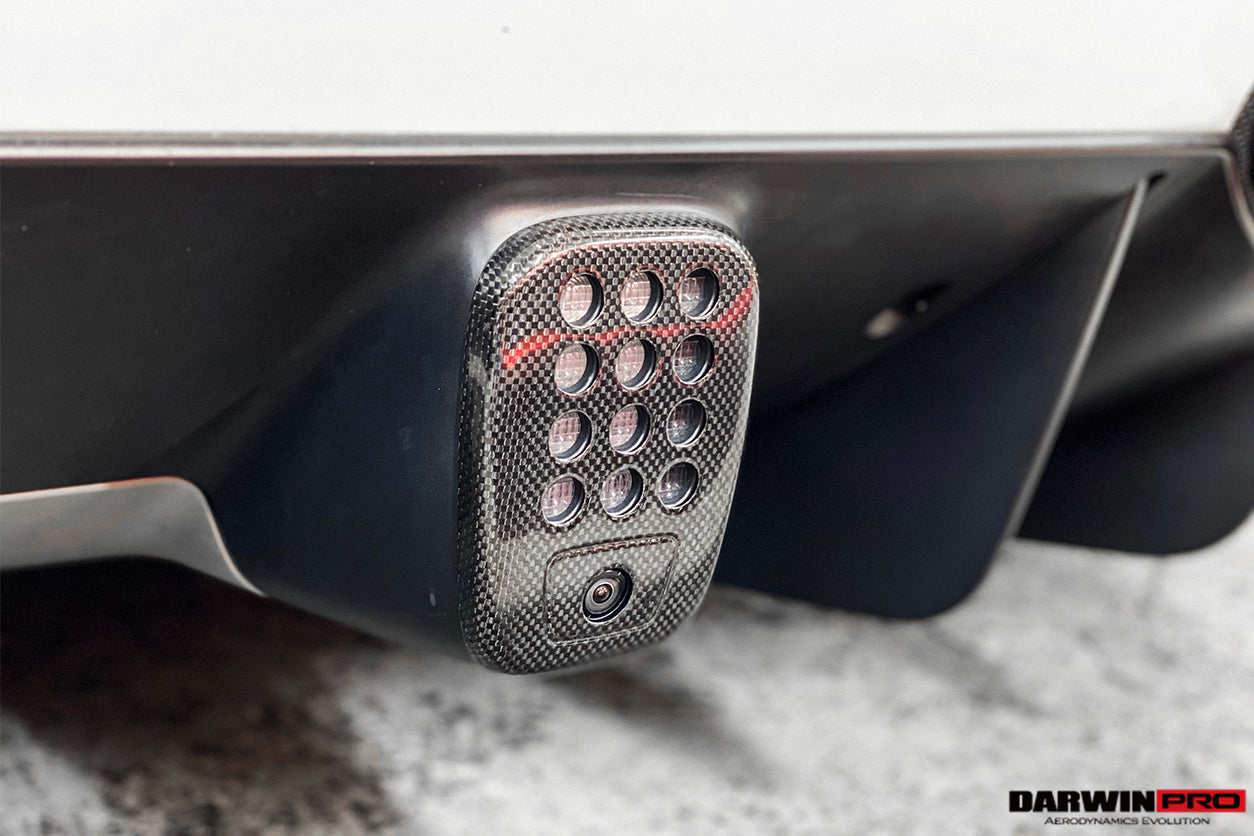 2015 - 2020 Ferrari 488 GTB/Spyder Dry Carbon Fiber Rear Black Light Cover w/ Camera Hole