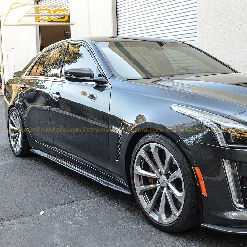 16-19 Cadillac CTS-V Carbon Fiber Front Splitter & Side Skirts Rockers - ExtremeOnlineStore