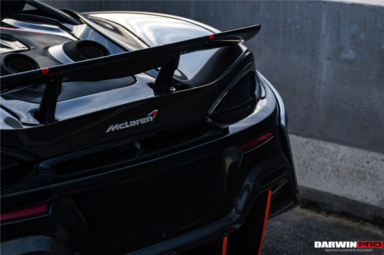 2015 - 2020 McLaren 540C & 570S & 570GT 600LT-Style Partial Carbon Fiber Rear Bumper with Diffuser  and Trunk Spoiler and Engine Trunk and Exhaust
