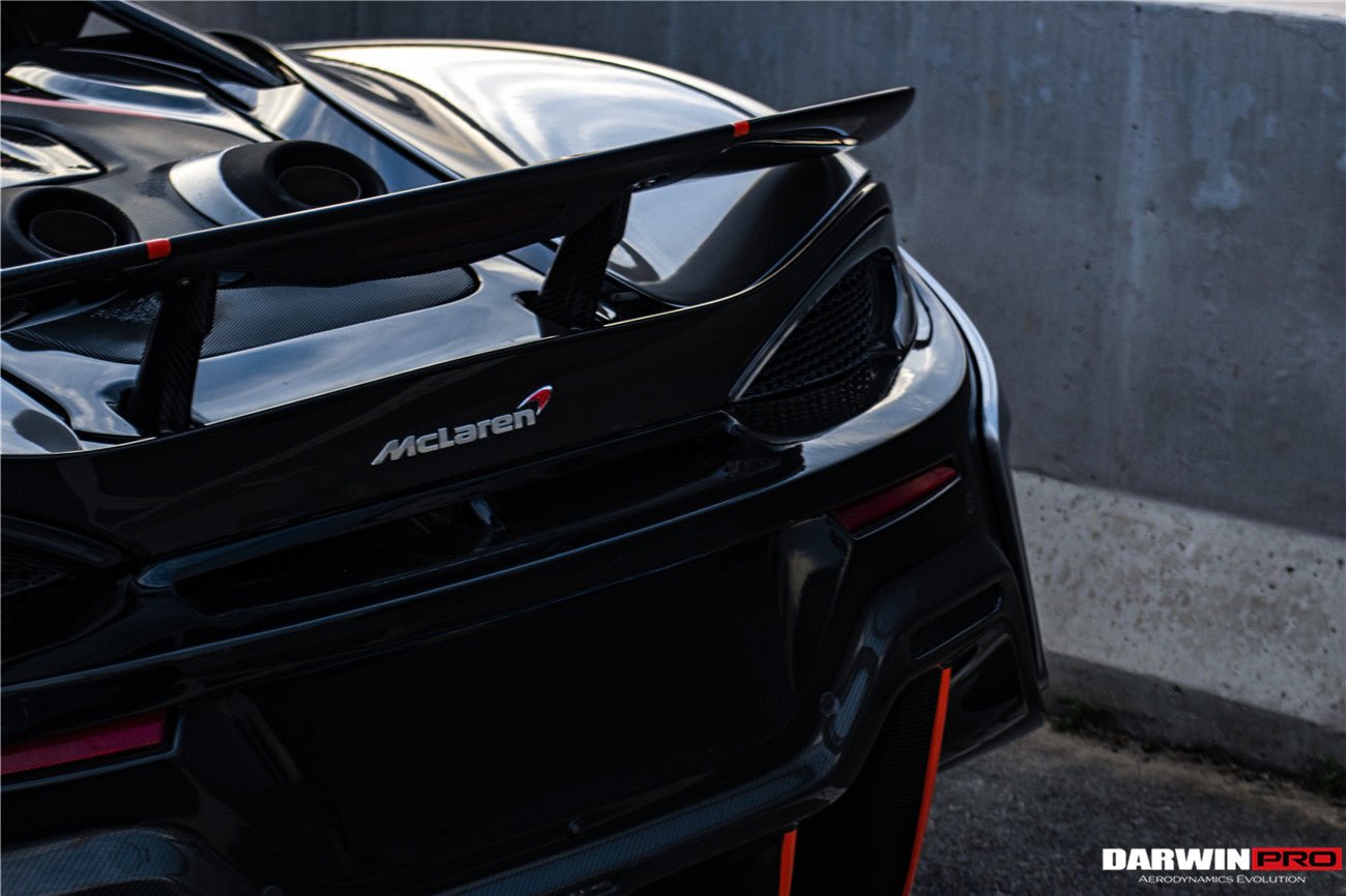 2015 - 2020 McLaren 540C & 570S & 570GT 600LT-Style Partial Carbon Fiber Rear Bumper with Diffuser and Trunk Spoiler and Engine Trunk and Exhaust