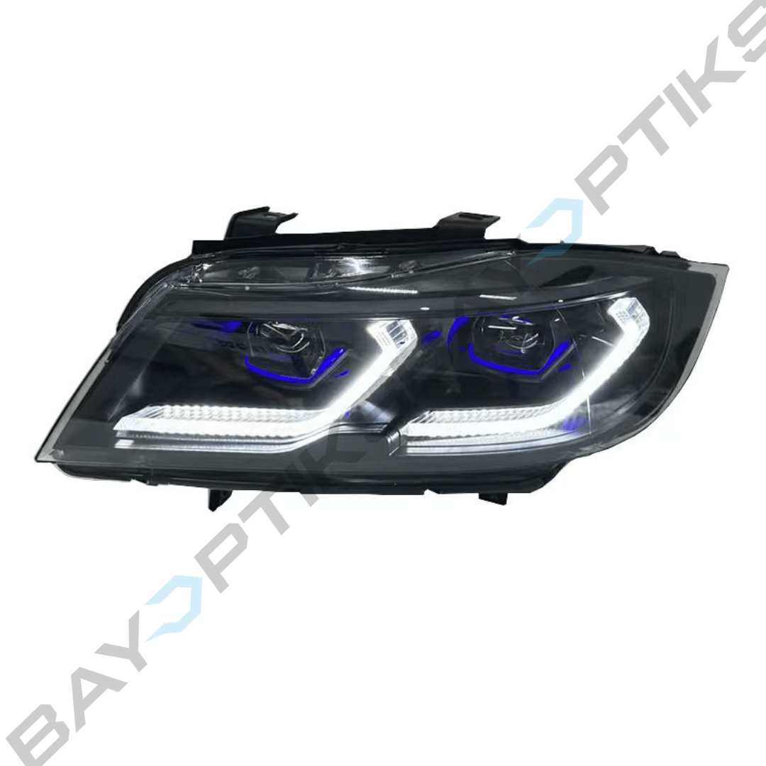 BMW 3 Series E90 Black Shadow Sedan Laser Style Yellow White Amber LED Headlights 2005-2012