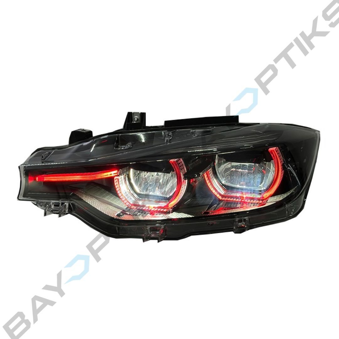 BMW 3 Series F30 Black Shadow Line LCI Style Tri-Color Headlights 2013-2018