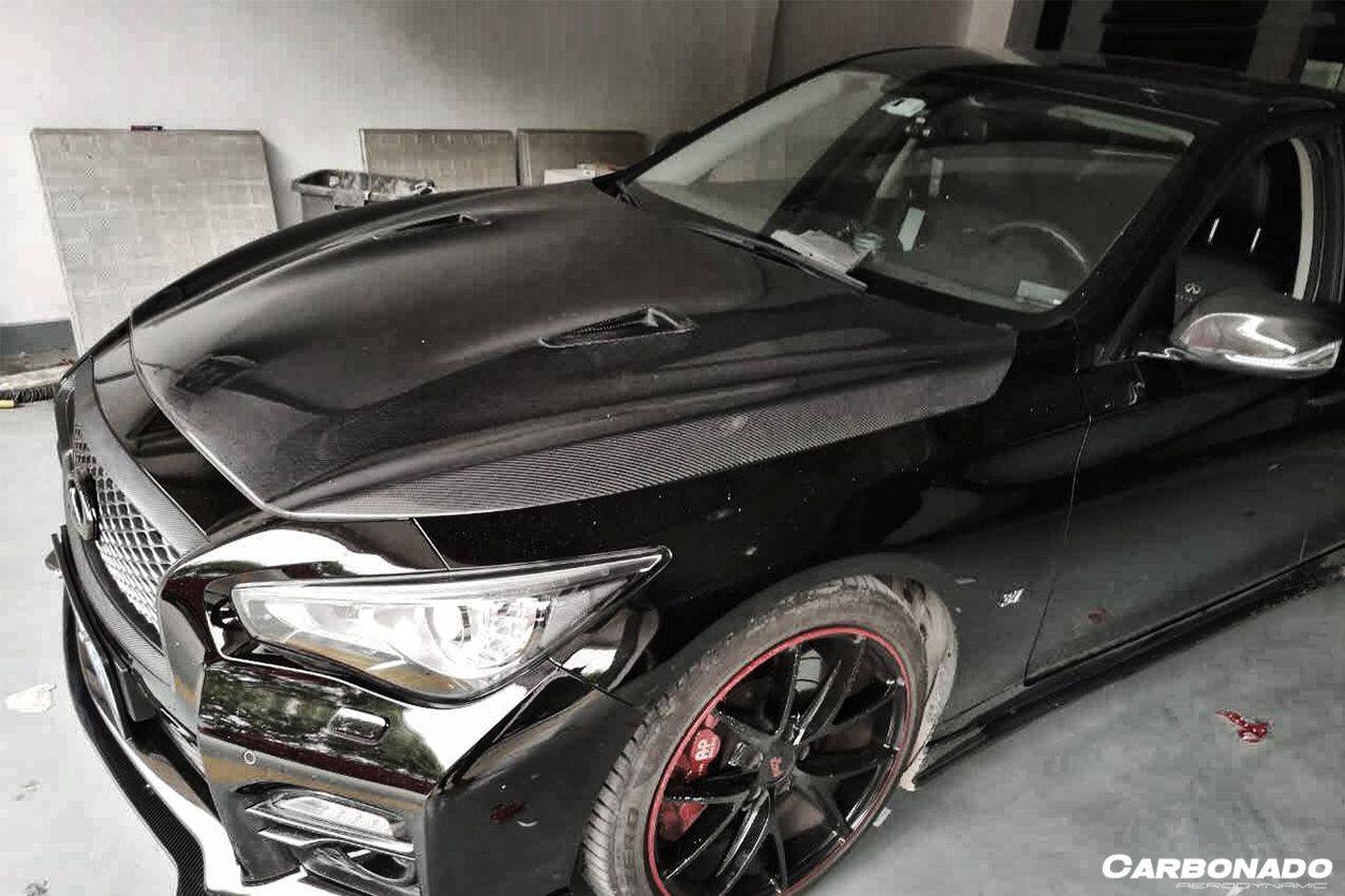 2014-2017 Infiniti Q50 Sedan EAU ROUGE Style Hood - Carbonado