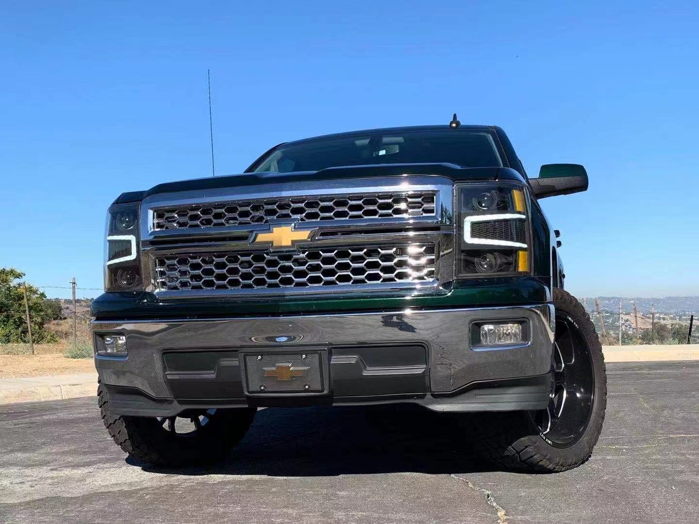14-15 Chevrolet Silverado LUXX-Series LED Projector Headlights Alpha-Black | AlphaRex