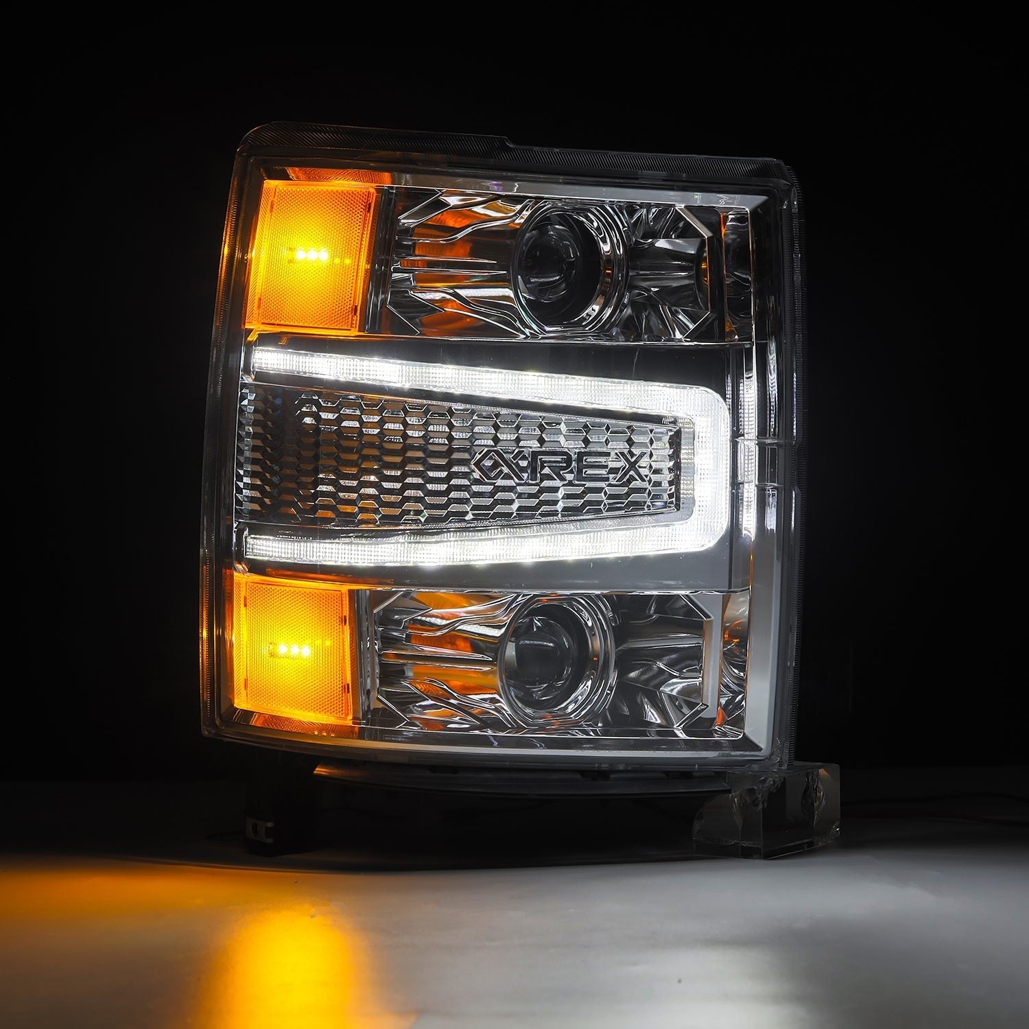 14-15 Chevrolet Silverado LUXX-Series LED Projector Headlights Chrome | AlphaRex