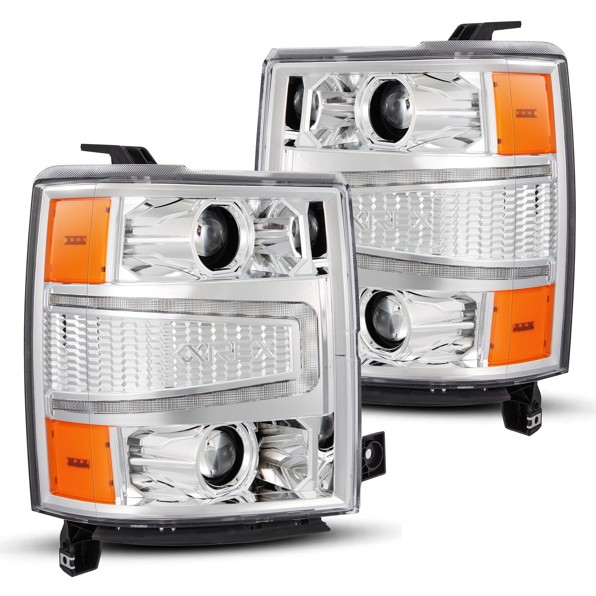 14-15 Chevrolet Silverado PRO-Series Halogen Projector Headlights Chrome | AlphaRex