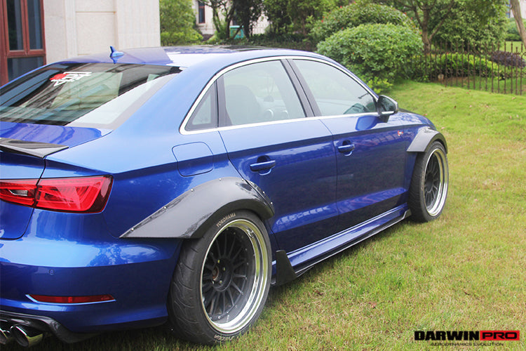 2013 - 2016 Audi S3 & A3 Sline Sedan BKSS Style Side Skirts with Winglets