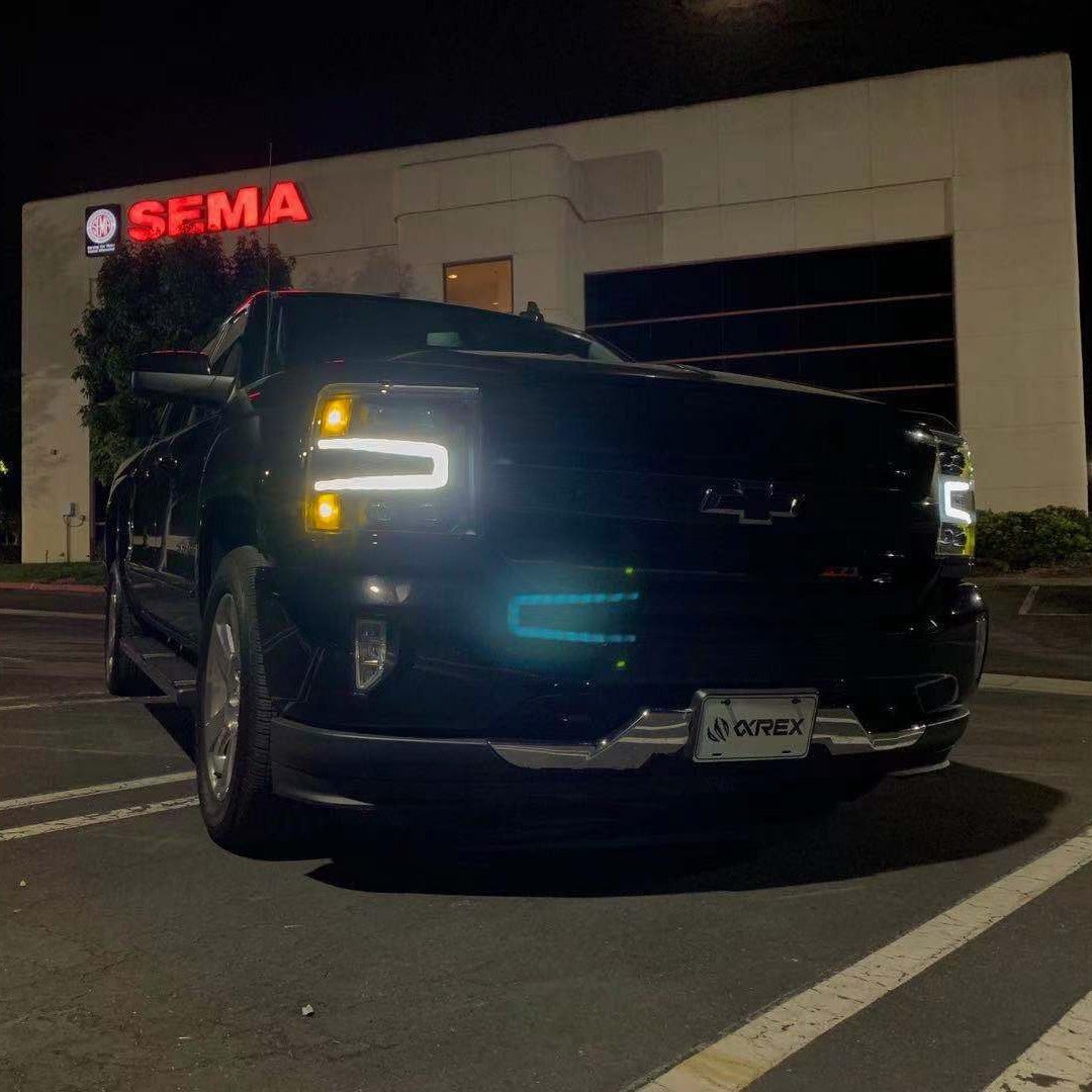 16-18 Chevrolet Silverado 1500 NOVA-Series LED Projector Headlights Alpha-Black | AlphaRex