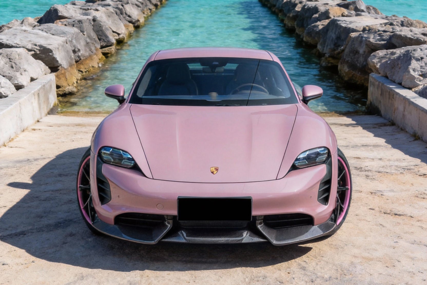 Porsche Taycan CADO Style Carbon Fiber Front Lip 2020-2024