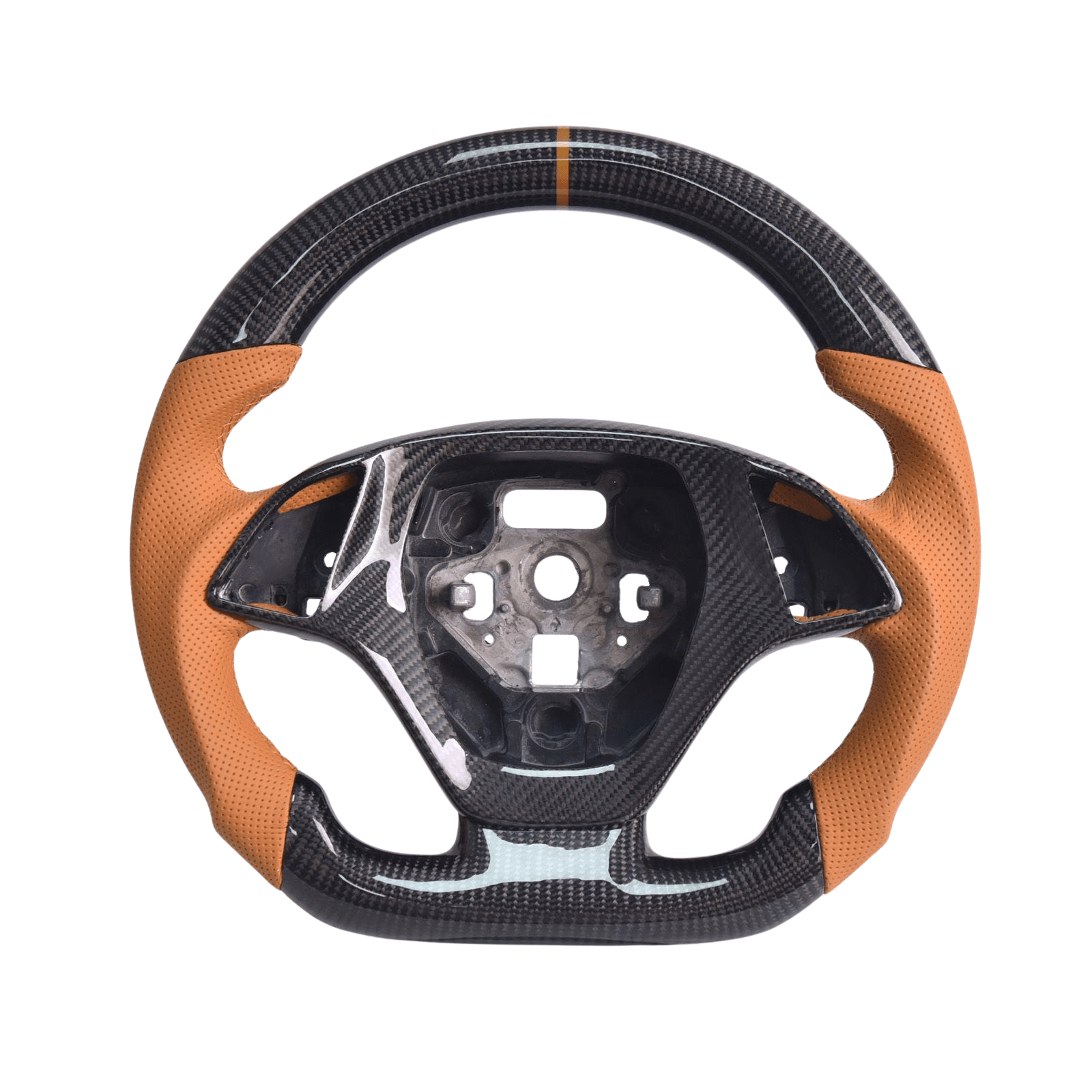 Chevrolet Corvette C7 Carbon Fiber Steering Wheel Brown Leather Brown Stitching 2014-2019