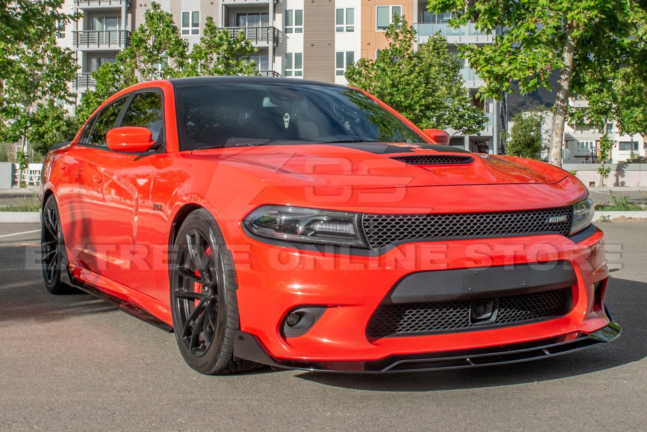 Dodge Charger LD SRT Performance Style Gloss Black Front Splitter Side Skirts Kit 2015-Up