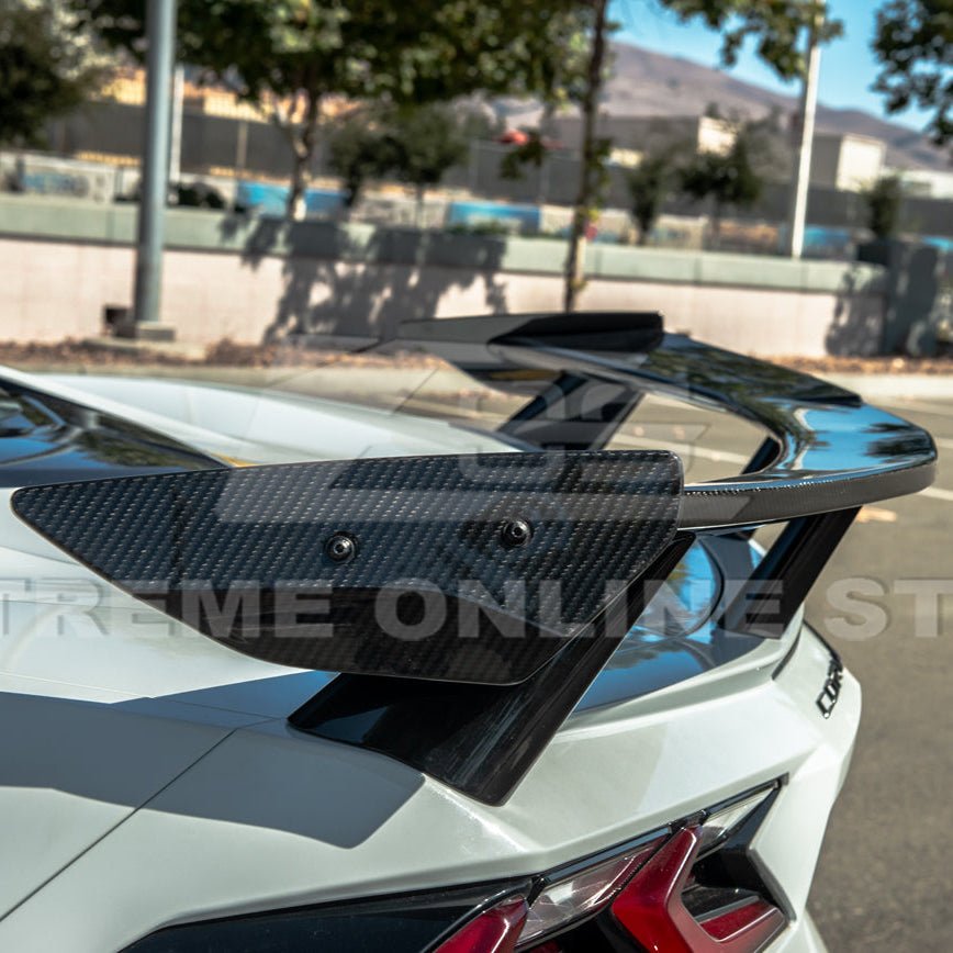 Chevrolet Corvette C8 GM Factory Style Dry Carbon Fiber Rear Spoiler Side Winglets 2020-Up