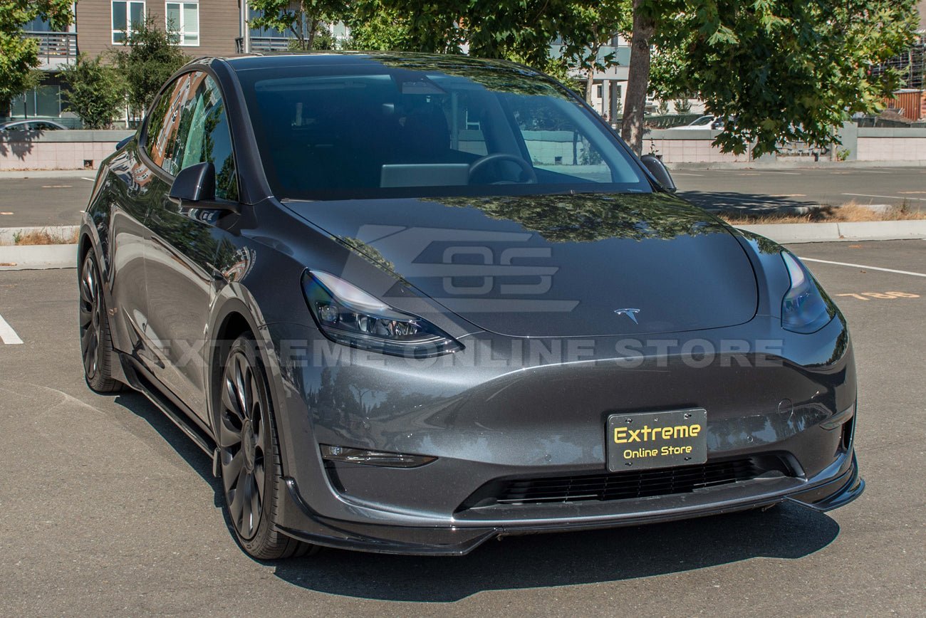 Tesla Model Y Performance Style Gloss Black Full Aero Kit Splitter Side Skirts Spoiler 2020-2024