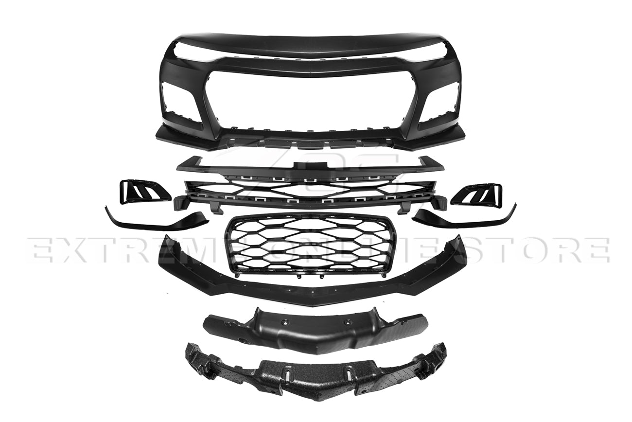 Chevrolet Camaro 6th Gen ZL1 Style Primed Black Front Bumper Kit 2016-2018