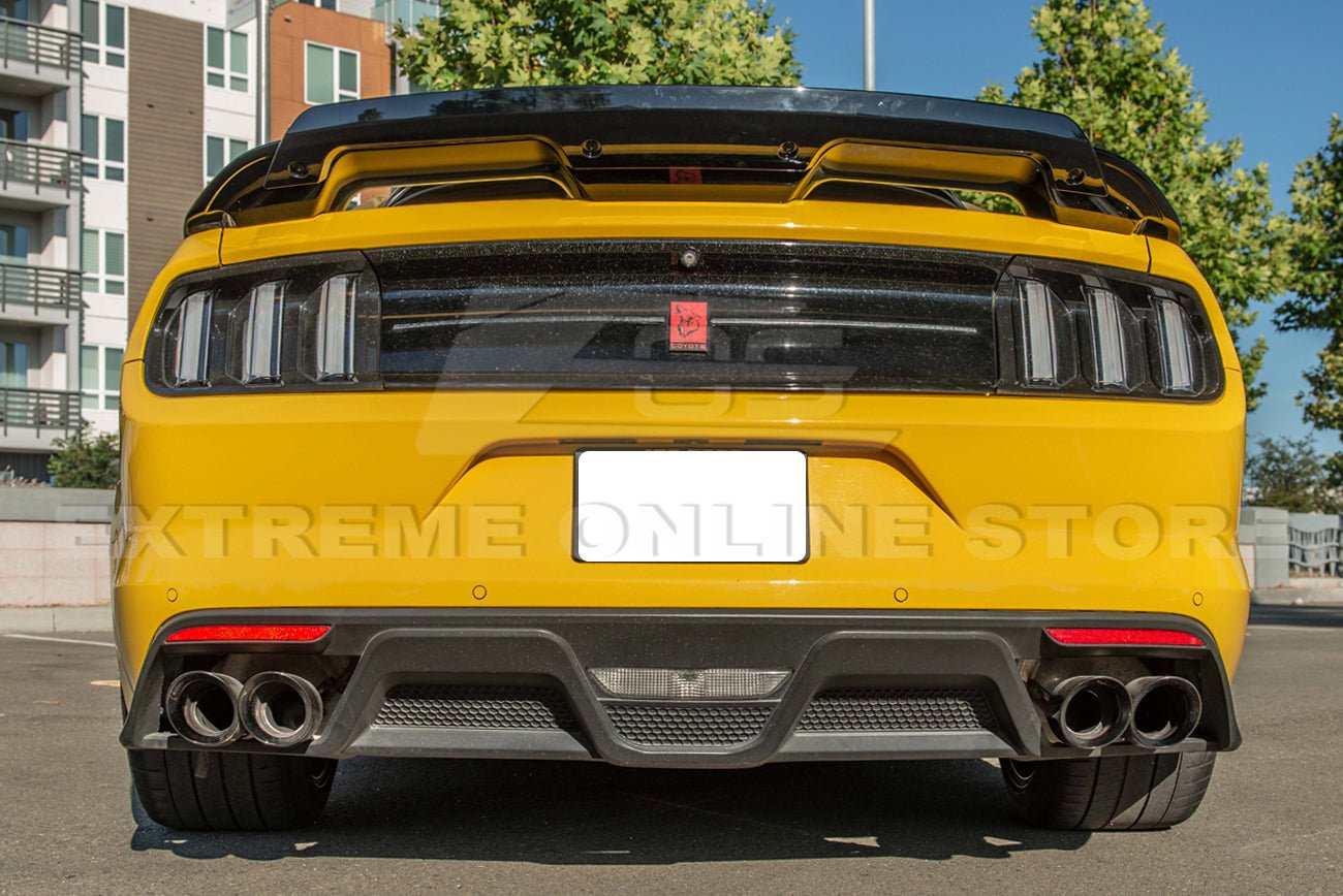 Ford Mustang S550 GT350 Style Rear Diffuser Quad Tips Primer Black 2015-2017