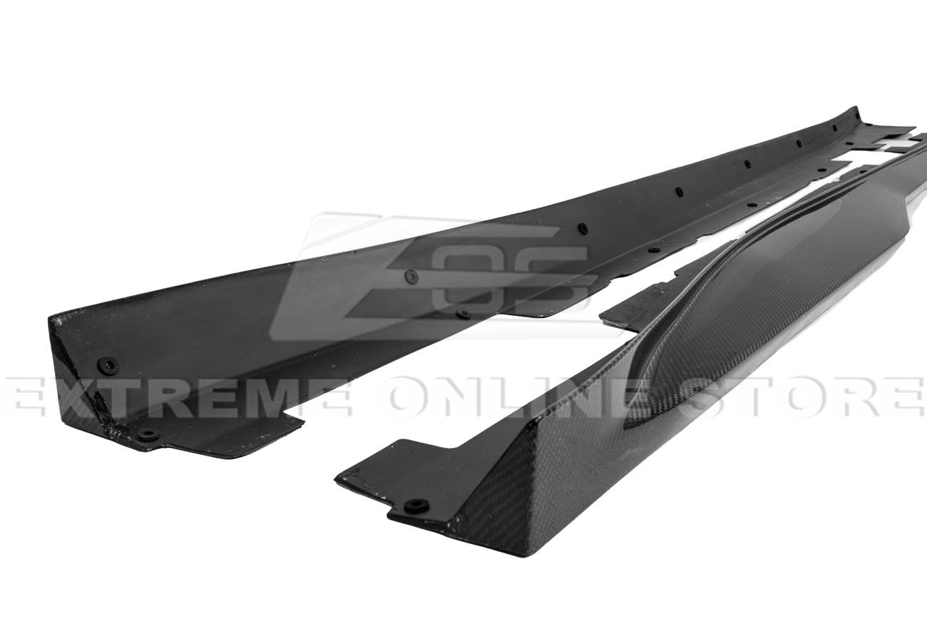 Chevrolet Camaro 6th Gen SS ZL1 Conversion Gloss Black Carbon Fiber Front Lip Splitter Side Skirts Kit 2016-2018