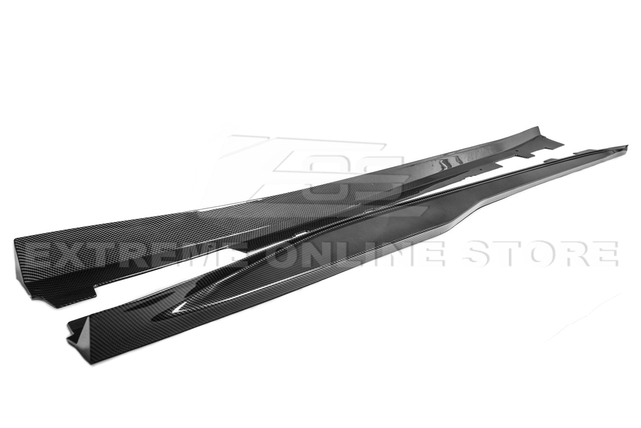 Chevrolet Camaro 6th Gen ZL1 Conversion Gloss Black Carbon Fiber Front Lip Splitter Side Skirts Kit 2019-2024