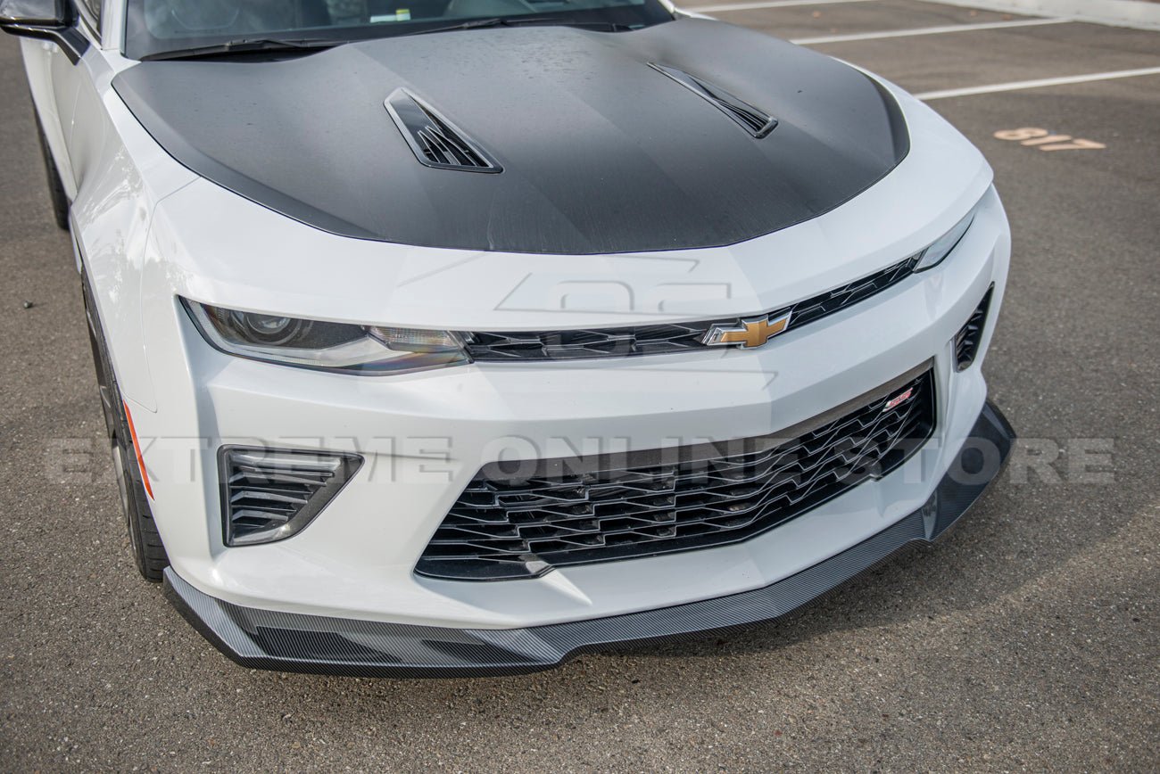 Chevrolet Camaro 6th Gen SS ZL1 Conversion Gloss Black Carbon Fiber Front Lip Splitter 2016-2018