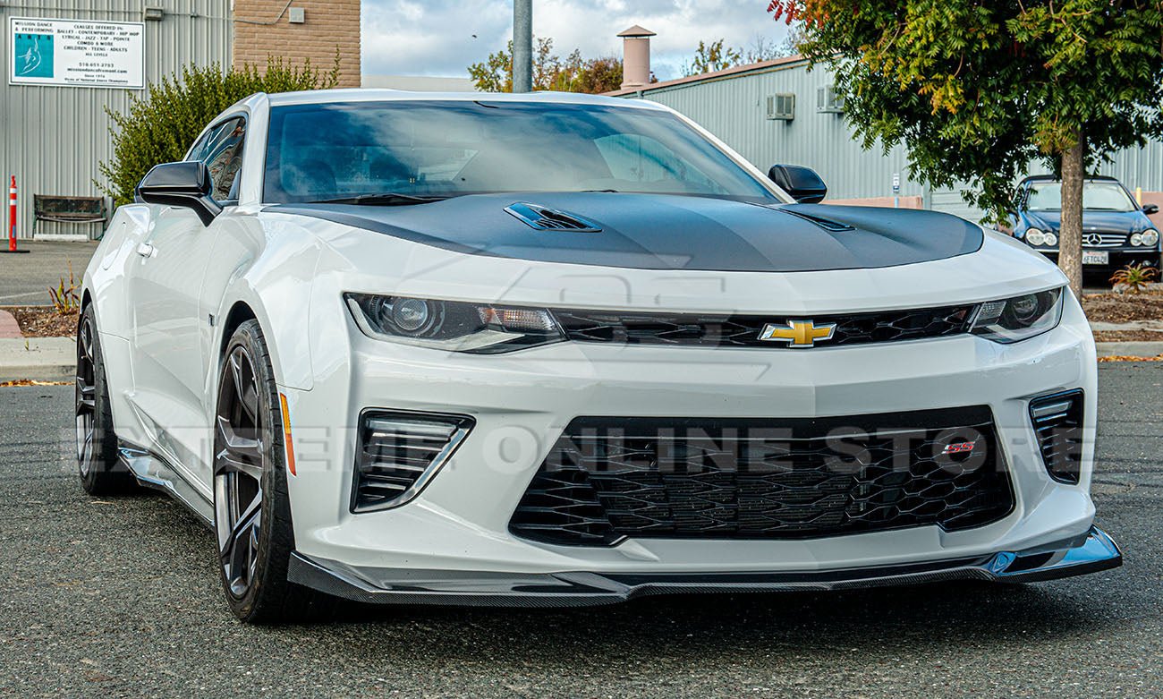 Chevrolet Camaro 6th Gen SS ZL1 Conversion Gloss Black Carbon Fiber Front Lip Splitter 2016-2018
