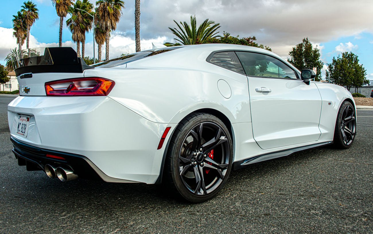 Chevrolet Camaro 6th Gen SS ZL1 Conversion Gloss Black Carbon Fiber Front Lip Splitter Side Skirts Kit 2016-2018