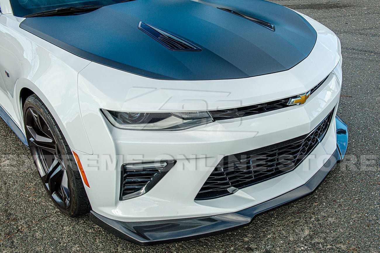 Chevrolet Camaro 6th Gen SS ZL1 Conversion Gloss Black Carbon Fiber Front Lip Splitter 2016-2018