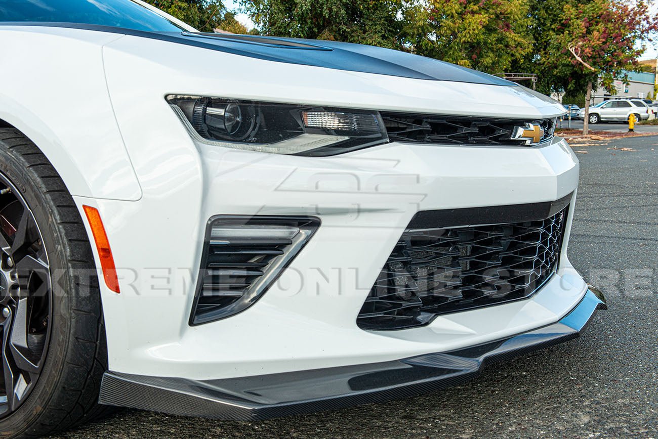 Chevrolet Camaro 6th Gen SS ZL1 Conversion Gloss Black Carbon Fiber Front Lip Splitter 2016-2018