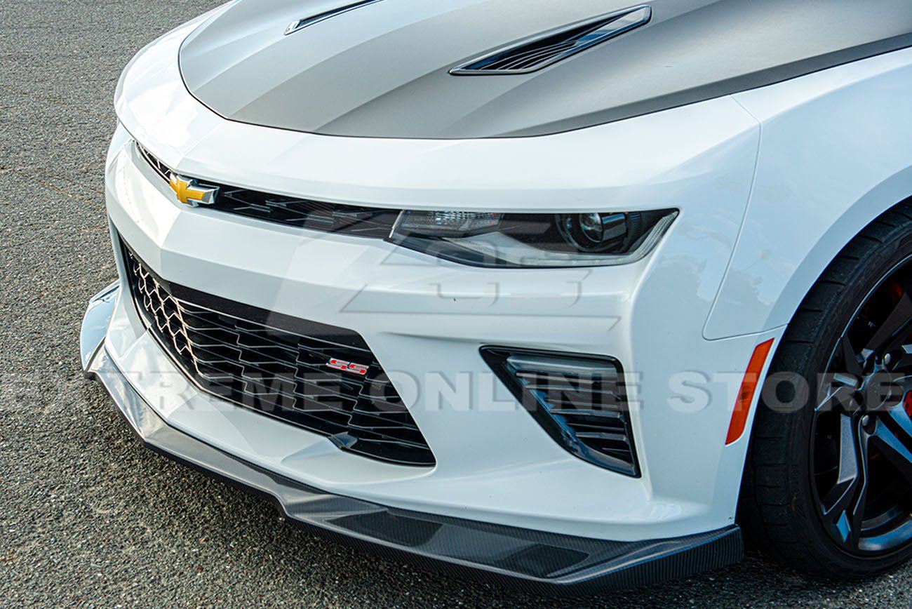 Chevrolet Camaro 6th Gen SS ZL1 Conversion Gloss Black Carbon Fiber Front Lip Splitter 2016-2018