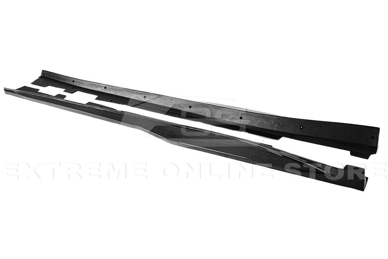 Chevrolet Camaro 6th Gen ZL1 Conversion Gloss Black Carbon Fiber Front Lip Splitter Side Skirts Kit 2019-2024