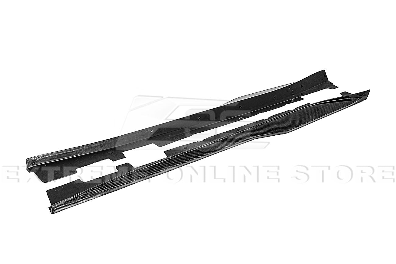 Chevrolet Camaro 6th Gen ZL1 Conversion Gloss Black Carbon Fiber Front Lip Splitter Side Skirts Kit 2019-2024