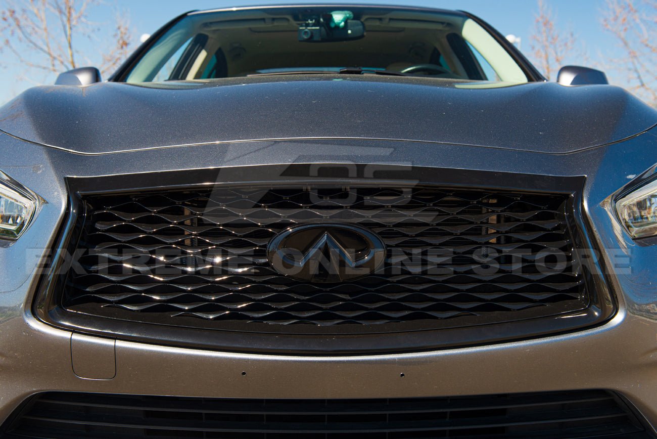 Infiniti Q50 Gloss Black Front Bumper Grille Cover 2018-Up