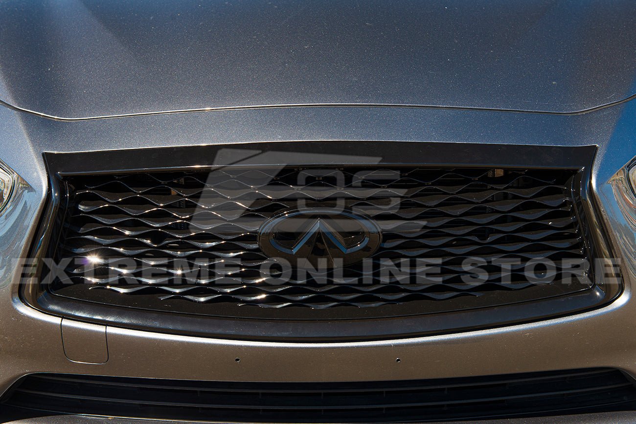 Infiniti Q50 Gloss Black Front Bumper Grille Cover 2018-Up