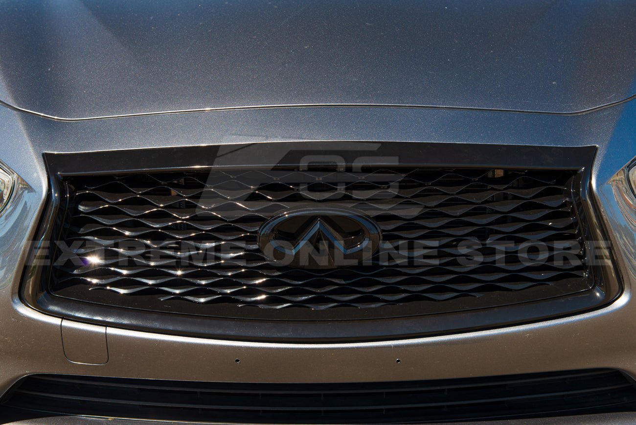 Infiniti Q50 Gloss Black Front Bumper Grille Cover 2018-Up