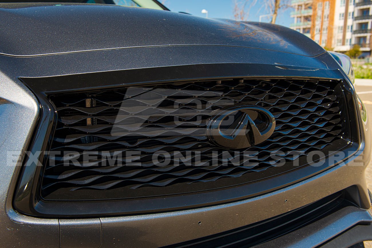 Infiniti Q50 Gloss Black Front Bumper Grille Cover 2018-Up