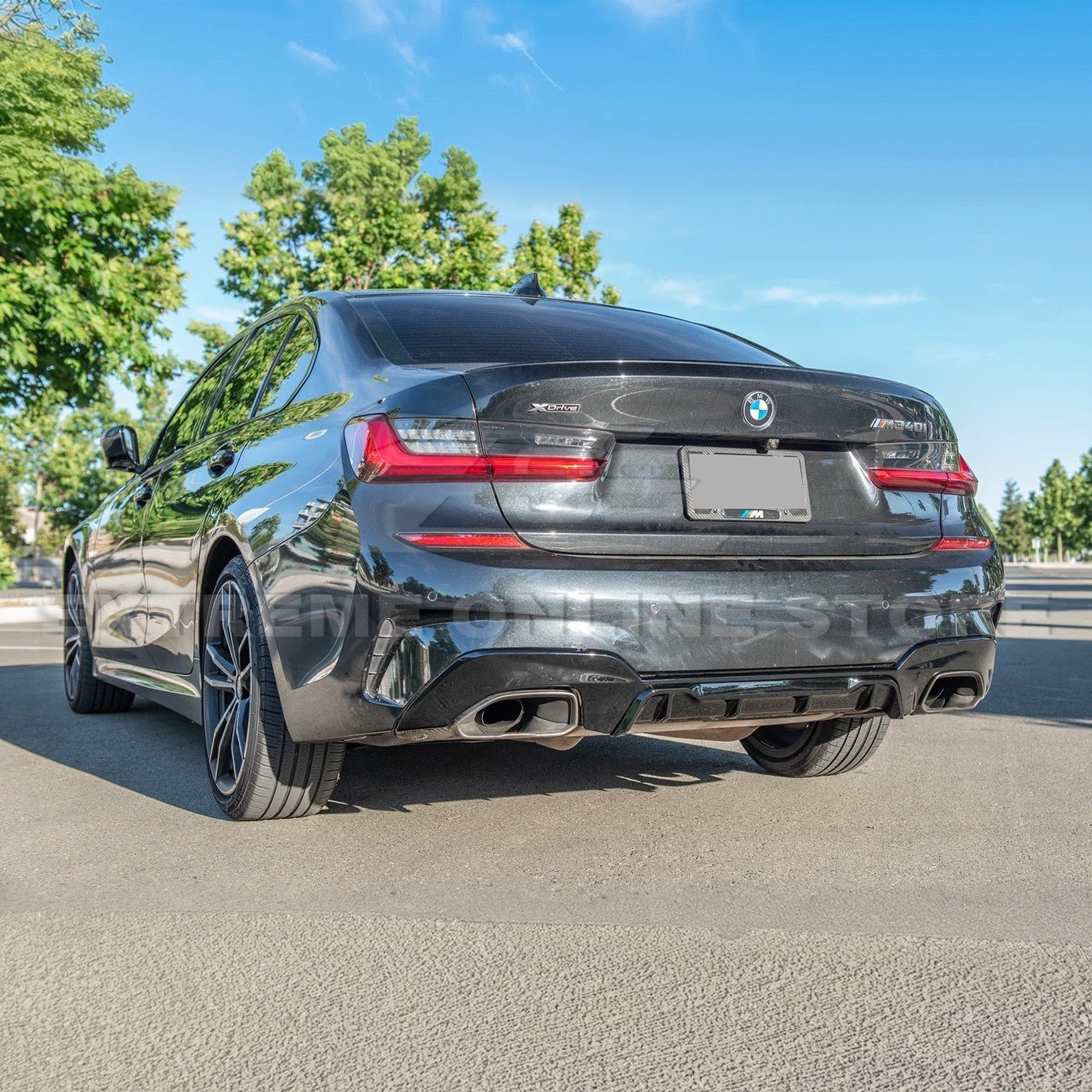BMW G20 M340i M Performance Style Gloss Black Rear Bumper Lower Diffuser 2019-Up