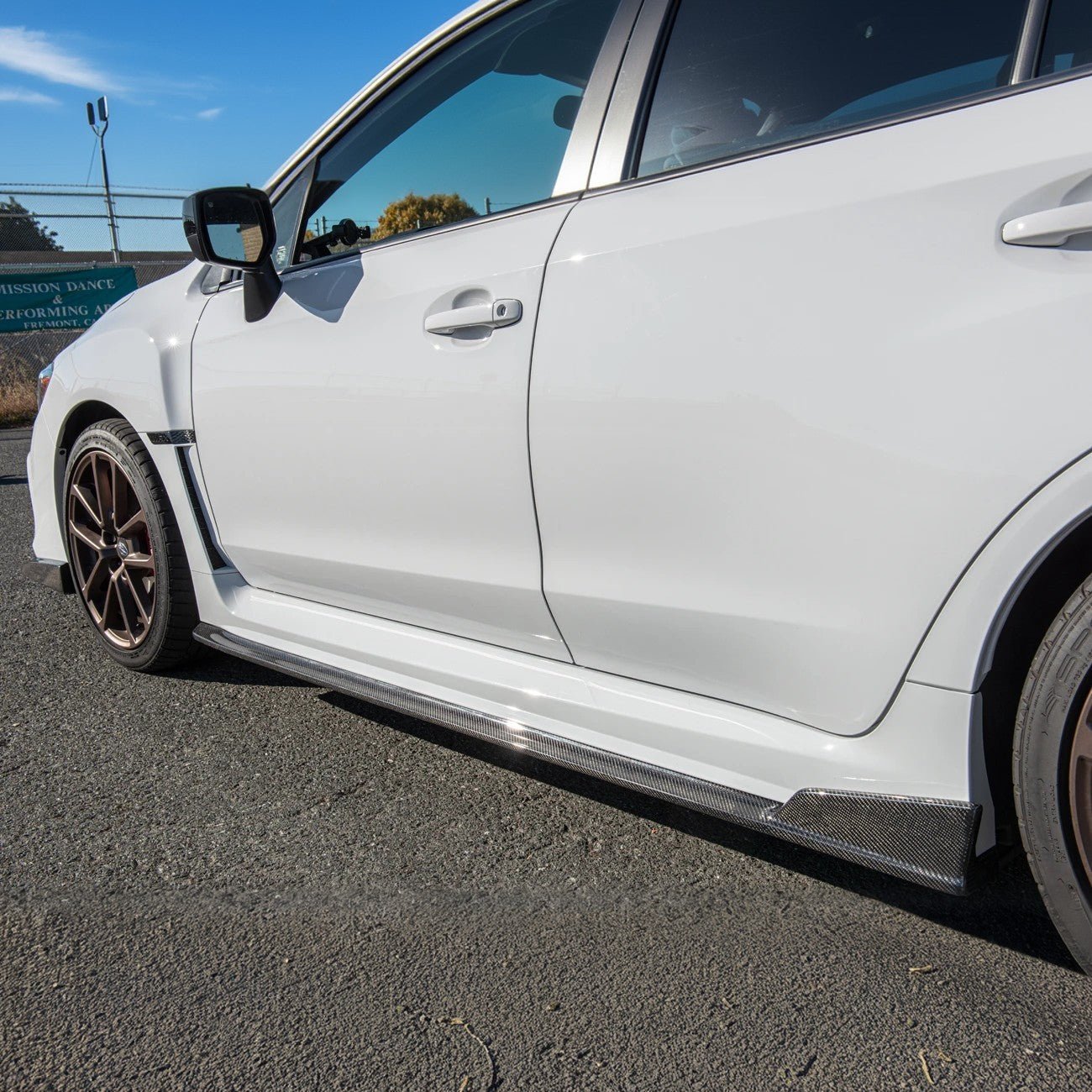 Subaru WRX STI VA CS Version 2 Carbon Fiber Primer Black Side Skirts Rocker Panels 2015-2021
