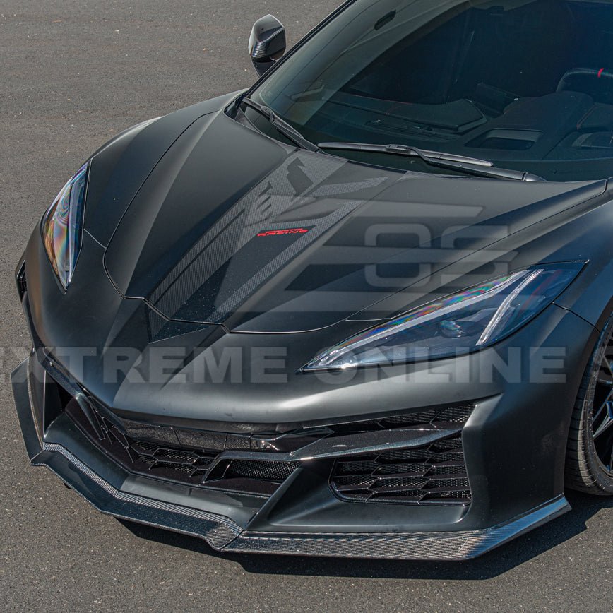 Chevrolet Corvette C8 Z06 Z07 Style Carbon Fiber Front Splitter and Canards Kit 2023-Up