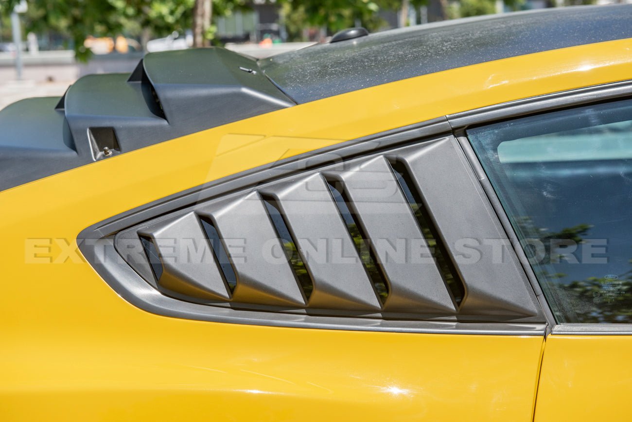 Ford Mustang S550 Rear Side Window Louvers Primer Black 2015-2023