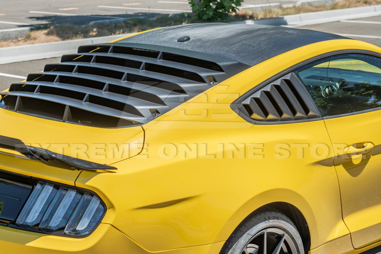 Ford Mustang S550 Rear Side Window Louvers Primer Black 2015-2023