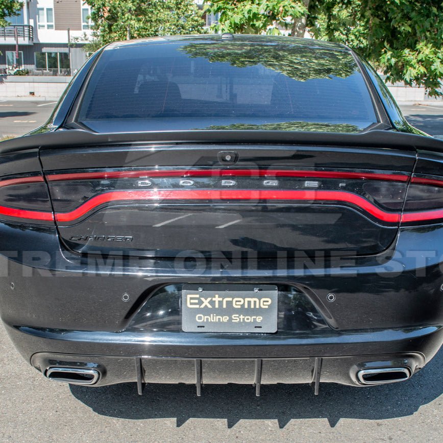 Dodge Charger LD SRT Style Matte Gloss Black Rear Bumper Dual Exhaust Diffuser Base Models 2015-2024
