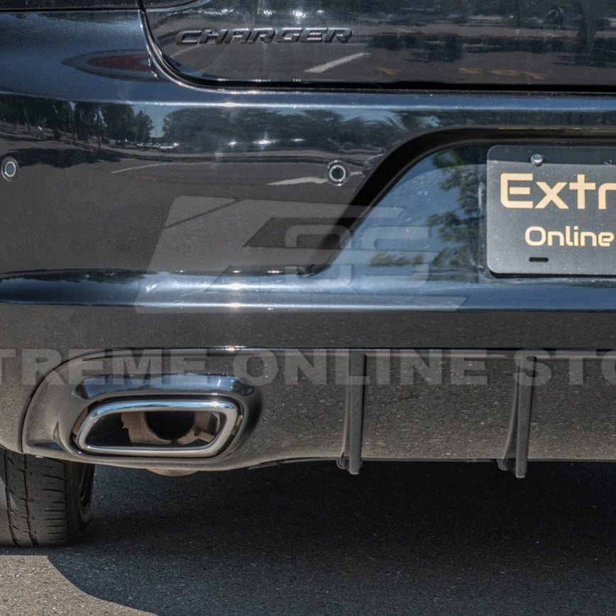 Dodge Charger LD SRT Style Matte Gloss Black Rear Bumper Dual Exhaust Diffuser Base Models 2015-2024