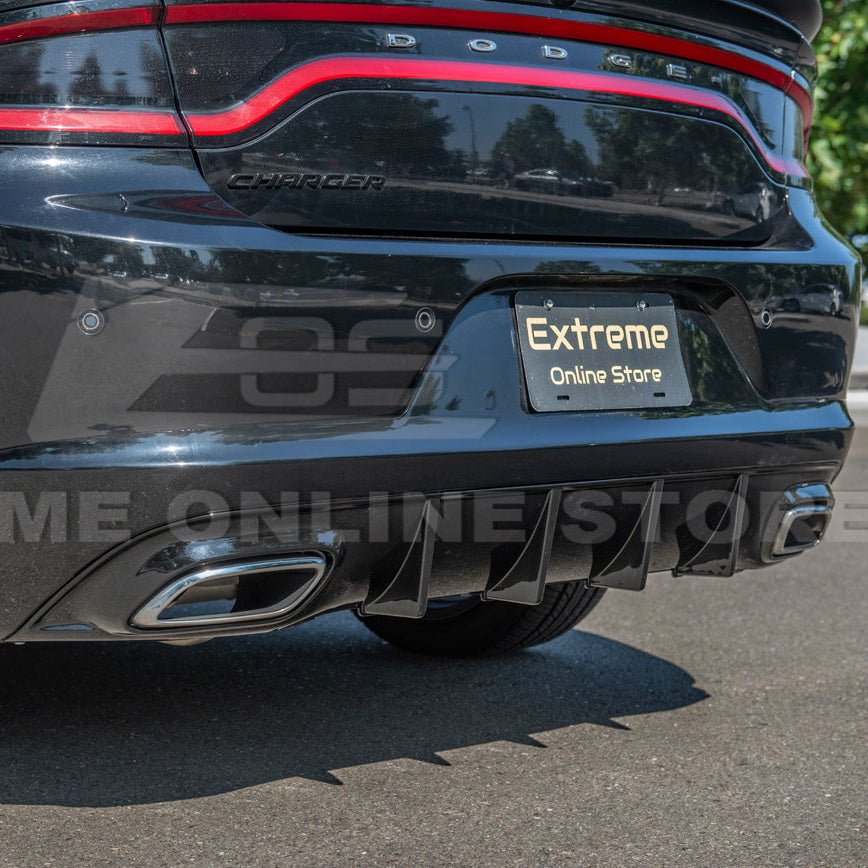 Dodge Charger LD SRT Style Matte Gloss Black Rear Bumper Dual Exhaust Diffuser Base Models 2015-2024