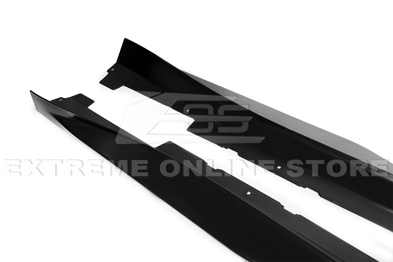 Chevrolet Camaro 6th Gen ZL1 Conversion Gloss Black Carbon Fiber Front Lip Splitter Side Skirts Kit 2019-2024