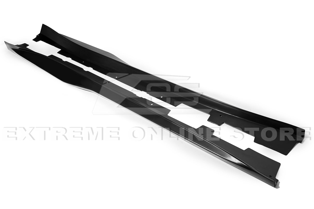 Chevrolet Camaro 6th Gen ZL1 Conversion Gloss Black Carbon Fiber Front Lip Splitter Side Skirts Kit 2019-2024