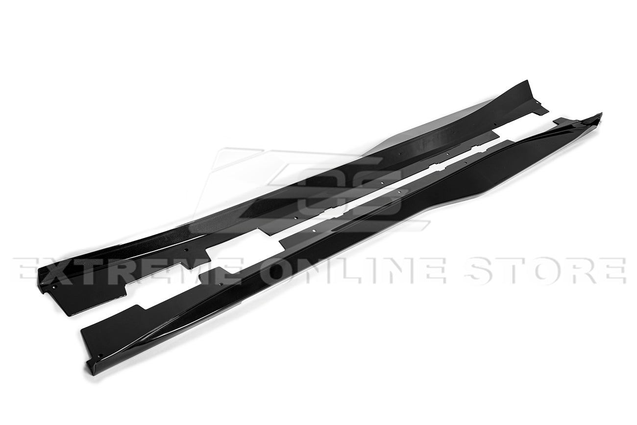 Chevrolet Camaro 6th Gen ZL1 Conversion Gloss Black Carbon Fiber Front Lip Splitter Side Skirts Kit 2019-2024