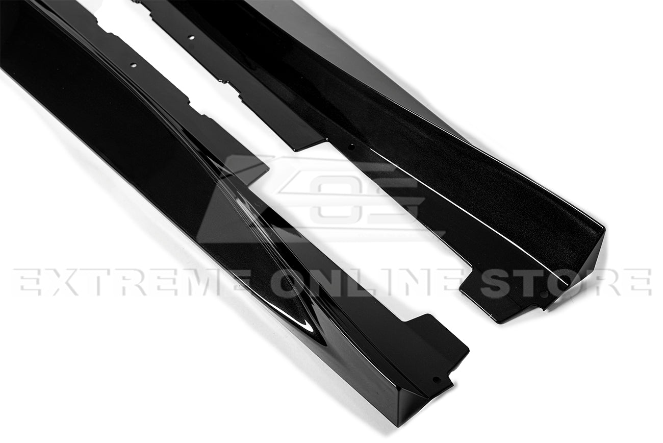 Chevrolet Camaro 6th Gen ZL1 Conversion Gloss Black Carbon Fiber Front Lip Splitter Side Skirts Kit 2019-2024