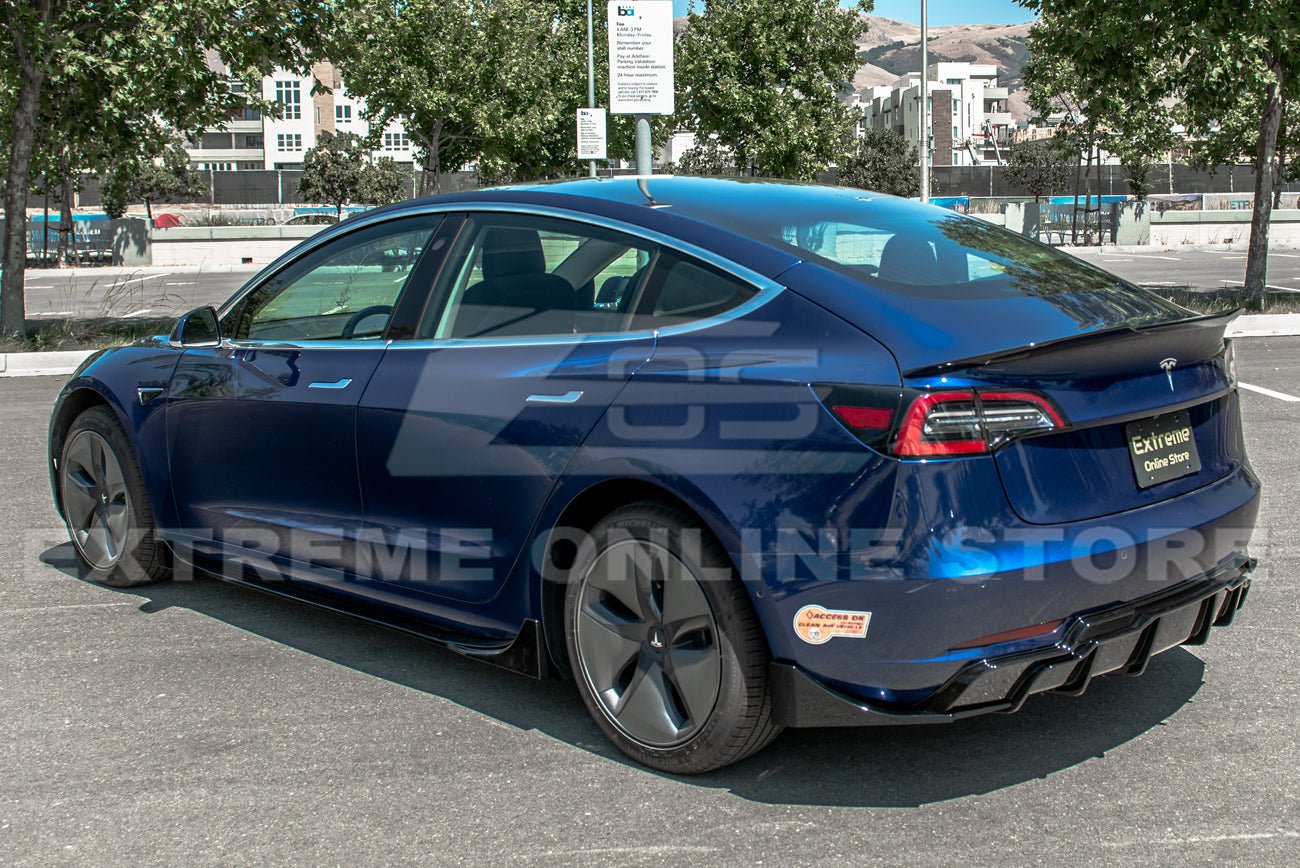 Tesla Model 3 Performance Style Gloss Black Full Aero Kit Splitter Side Skirts Spoiler 2017-2023